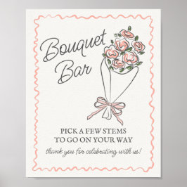 Póster Mercado de flores rosadas Rótulo Fresco Floral Bou