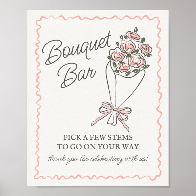 Póster Mercado de flores rosadas Rótulo Fresco Floral Bou (Frente)