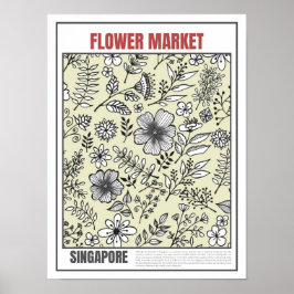 Póster Mercado de flores Sudeste Asiático Singapur