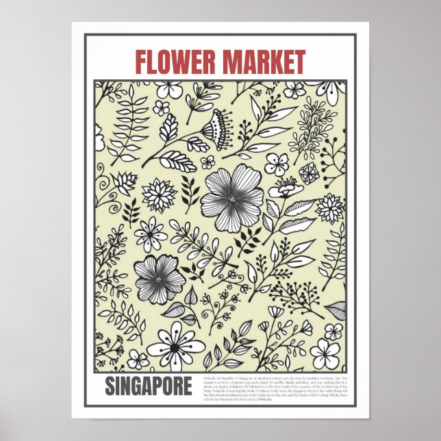 Póster Mercado de flores Sudeste Asiático Singapur (Frente)