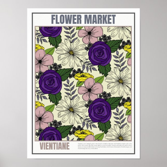 Póster Mercado de flores Sudeste Asiático Vientiane (Frente)