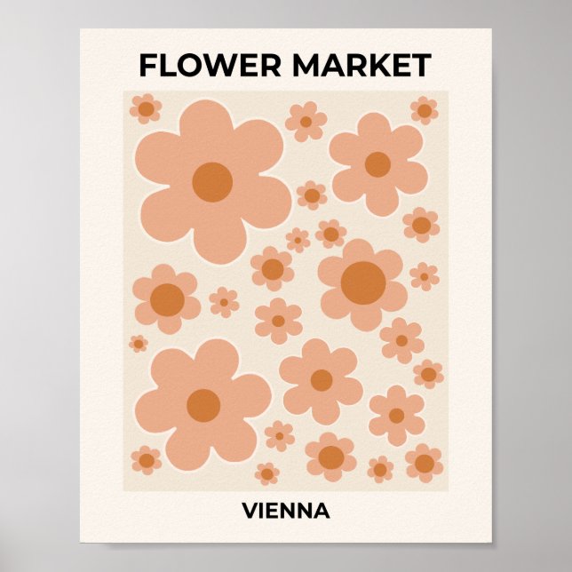 Póster Mercado de flores Viena Boho Flores Beige Floral (Frente)