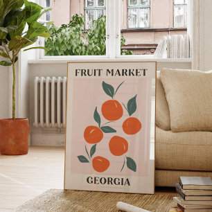 Póster Mercado de Frutas Georgia Naranja Melocotón Comida