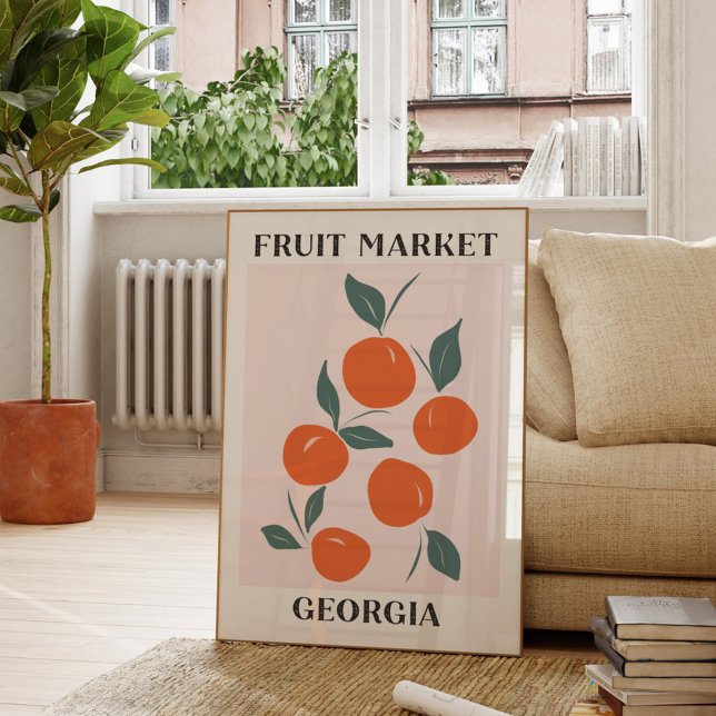Póster Mercado de Frutas Georgia Naranja Melocotón Comida (In situ Living room)