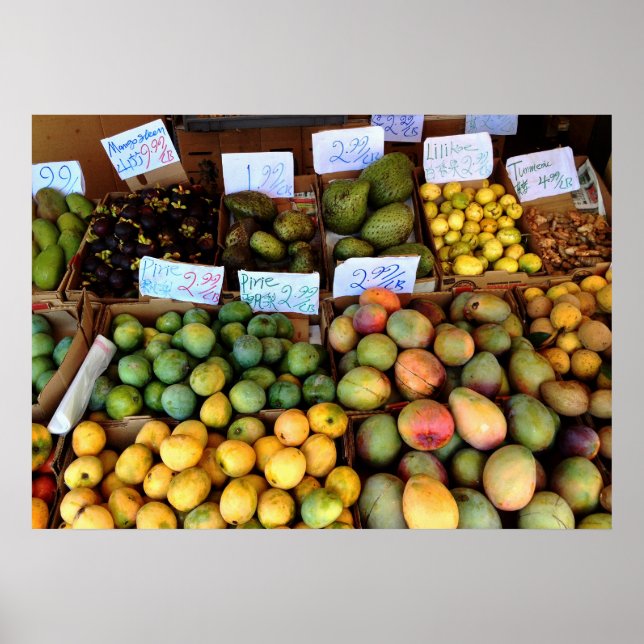 Póster Mercado de frutas Honolulu (Frente)