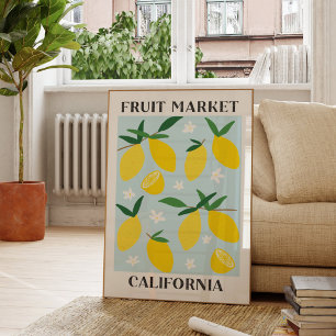 Póster Mercado de Frutas Limón Amarillo de California Com