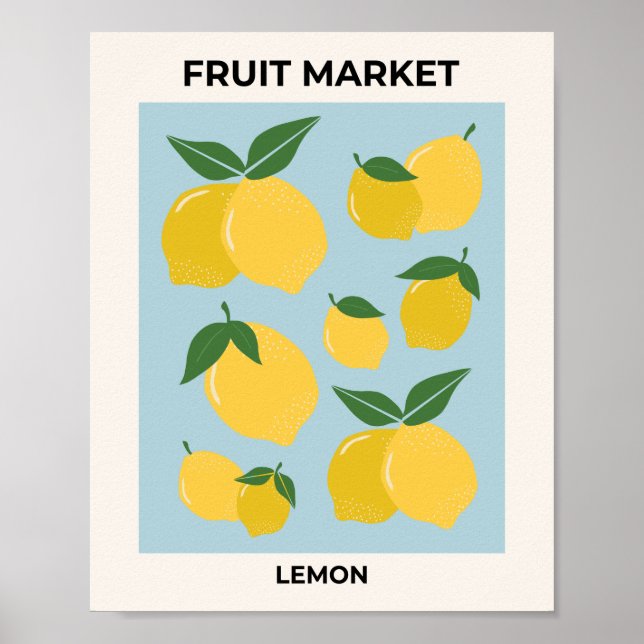 Póster Mercado de frutas Limón Imprimir Vintage Alimentos (Frente)