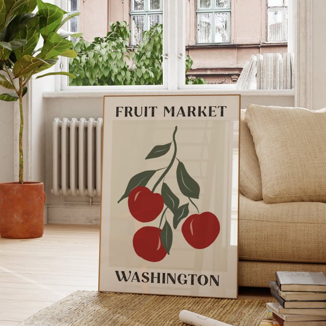 Póster Mercado de Frutas Manzanas Rojas de Washington Com (In situ Living room)