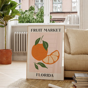 Póster Mercado de Frutas Naranja Florida Comida