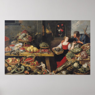 Póster Mercado de frutas y hortalizas