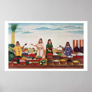 Póster Mercado de la verdura y de la especia en Benares,