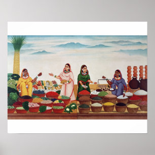 Póster Mercado de la verdura y de la especia en Benares,