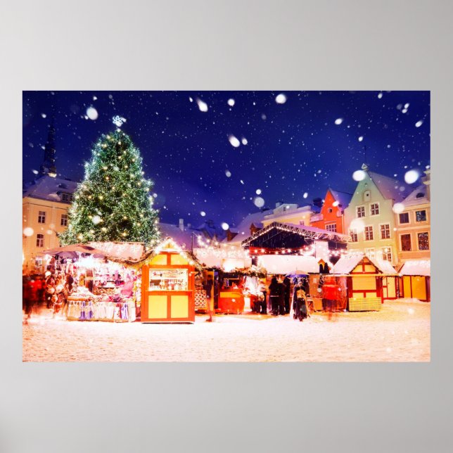Póster Mercado de Navidades de Tallin. (Frente)