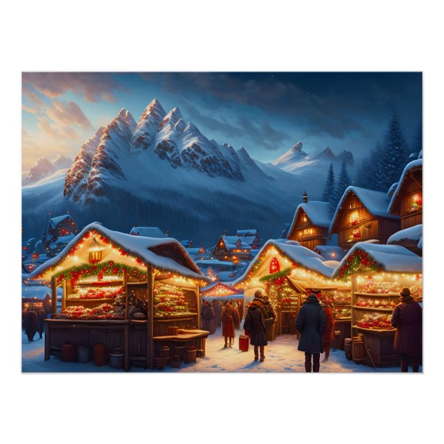 Póster Mercado de navidades en las montañas (Anverso)