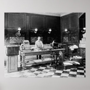 Póster Mercado de pescado, 1895. Foto de cosecha de vinta