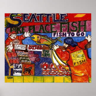 Póster Mercado de pescado de Seattle