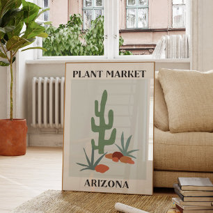 Póster Mercado de plantas Arizona desierto verde Saguaro