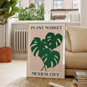 Póster Mercado de Plantas México Hojas Verdes Monstera Pl