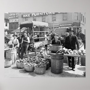 Póster Mercado de Verduras, 1908. Foto Antigua