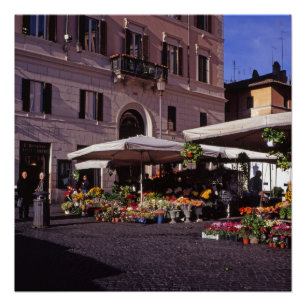 Póster Mercado del puesto de flores Roma