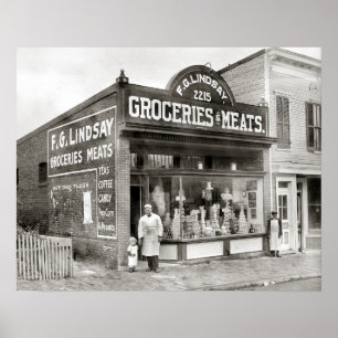 Póster Mercado del ultramarinos y de carne, 1916. Foto