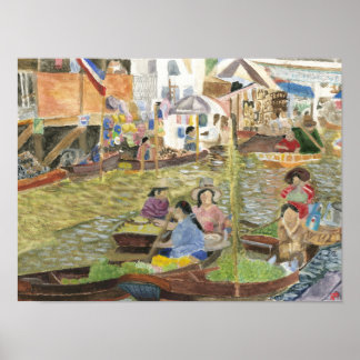 Póster Mercado flotante Bangkok