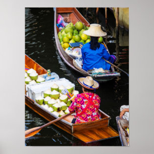 Póster Mercado flotante en Bangkok