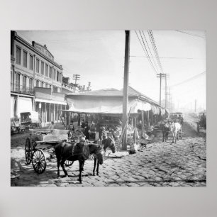 Póster Mercado Francés en Nueva Orleans, 1906. Foto Antig