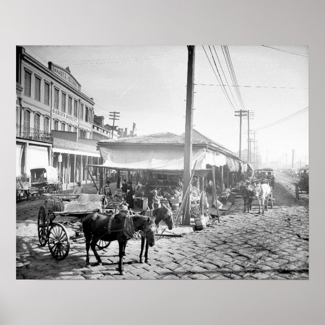 Póster Mercado francés en Nueva Orleans, 1906. Foto de co (Frente)