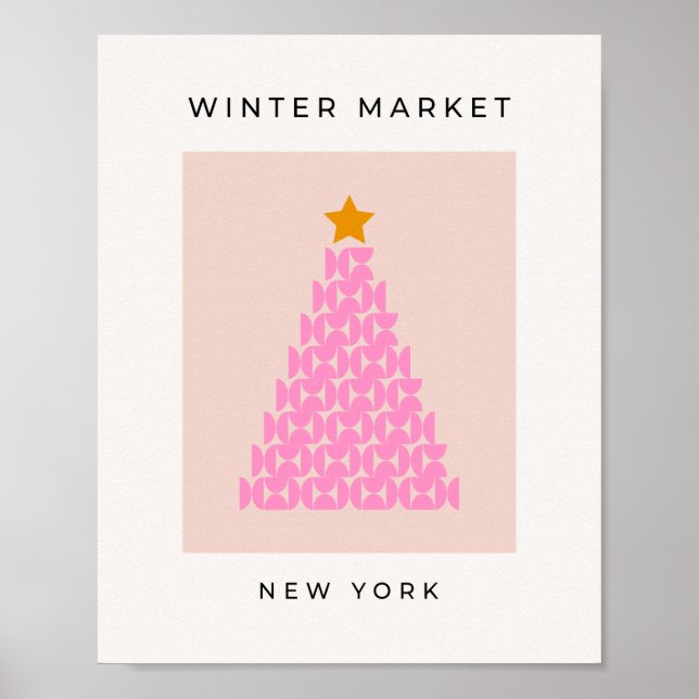 Póster Mercado invernal 03 Navidad Árbol vacaciones rosad (Frente)