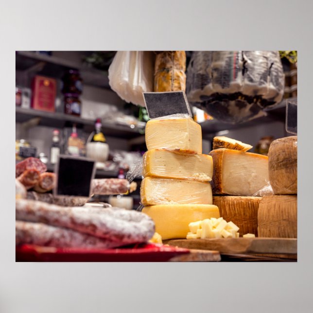 Póster Mercado italiano de alimentos con lavado de queso  (Frente)