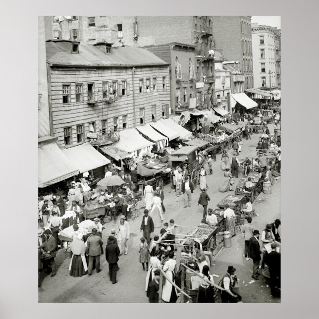 Póster Mercado judío, NYC 1890 (Frente)