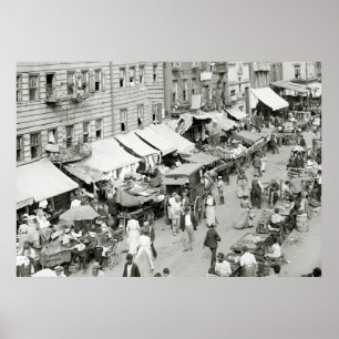 Póster Mercado judío, NYC, 1890s