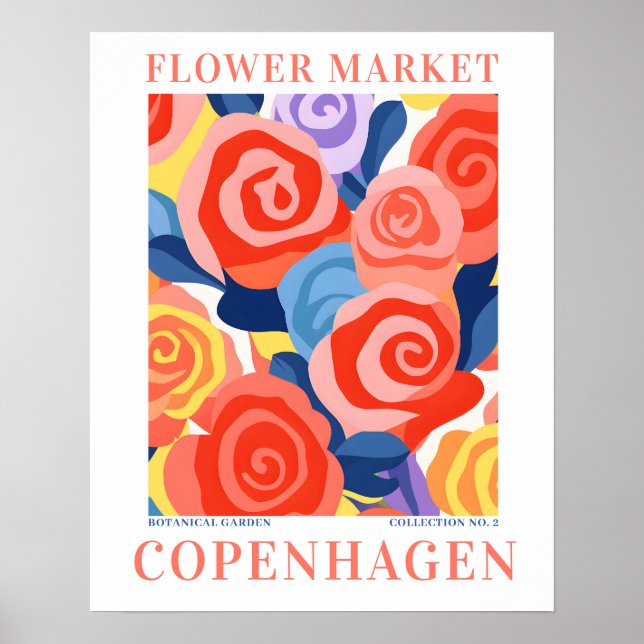 Póster Mercado moderno de flores Copenhague Flores botáni (Frente)