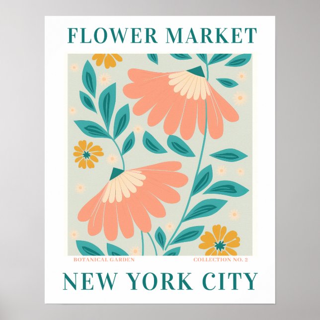 Póster Mercado moderno de flores Nueva York Flores botáni (Frente)