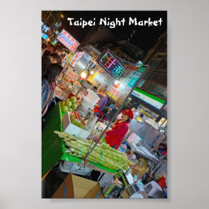 Póster Mercado Nocturno de Taipei Cultura Taiwanesa Viaje
