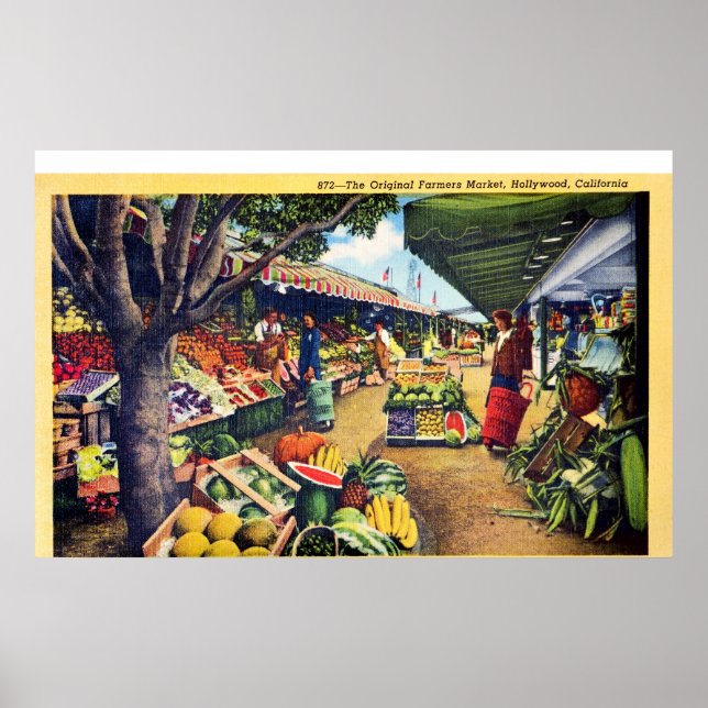 Póster Mercado original de agricultores, Hollywood, Calif (Frente)