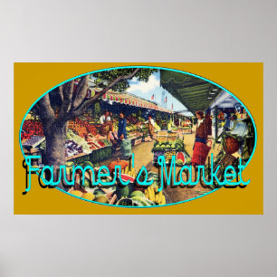 Póster Mercado original de agricultores, Hollywood, Calif