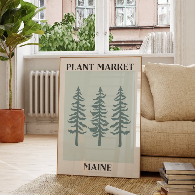 Póster Mercado vegetal Maine Green Pine Tree Forest (In situ Living room)