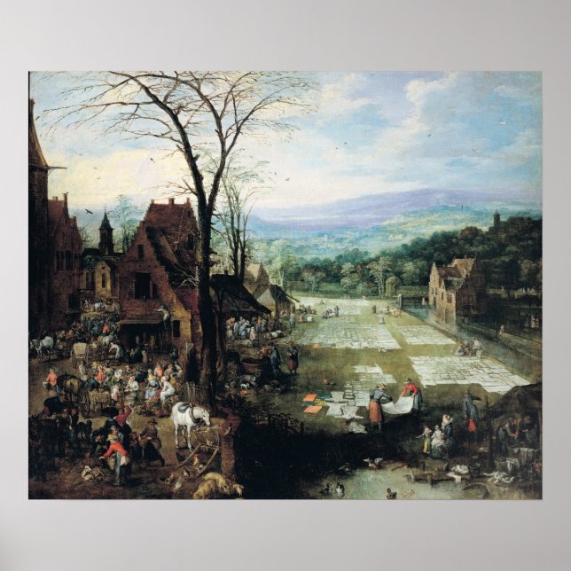 Póster Mercado y terreno blanqueador, 1620-22 (Frente)