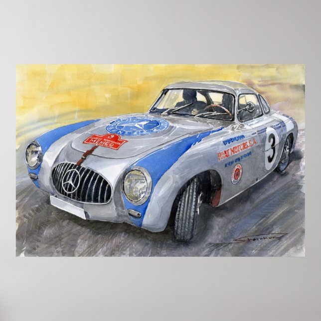 Póster Mercedes Benz 300 SL 1952 Carrera Panamericana Mex (Frente)