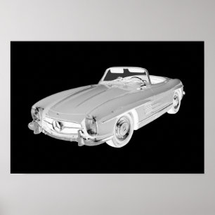 Póster Mercedes Benz 300 SL Convertible Car Art