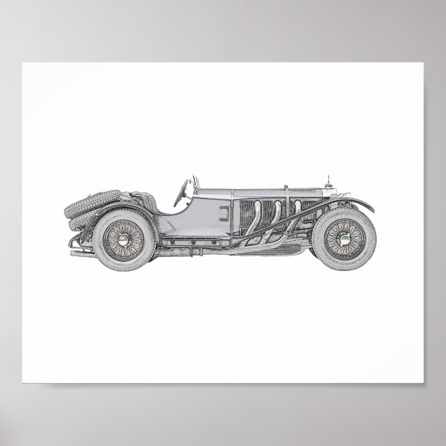 Póster Mercedes-Benz SSK 1928 (Frente)