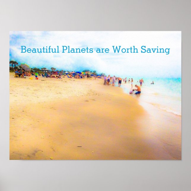 Póster Merece la pena salvar hermosos planetas (Frente)