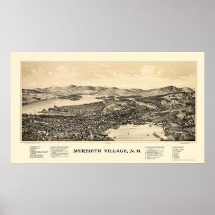 Póster Meredith, NH Panoramic Map - 1889