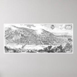 Póster MERIAN: Castillo y ciudad vieja (1620) de