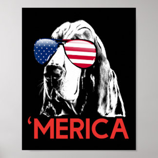 Póster Merica Bysset Hound American Flag 4 De Julio
