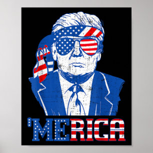 Póster Merica Donald Trump - Funny Trump 4 De Julio Amer
