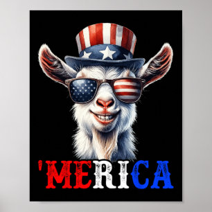 Póster Merica Goat Patriótico 4 De Julio Niños Graciosos 