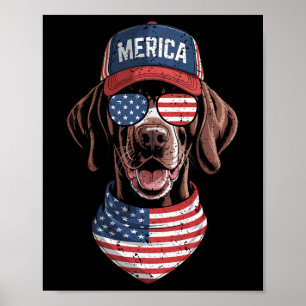 Póster Merica Gsp Dog 4 De Julio Bandera Estadounidense U